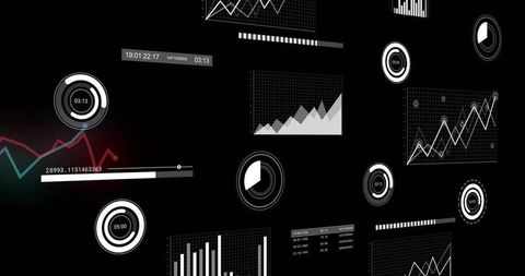 Futuristic Analytics Dashboard Interface with Data Visualization