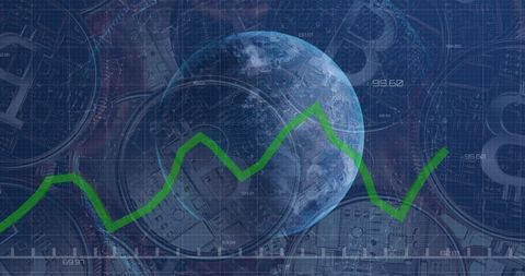 Global Cryptocurrency Market Trends with Rising Green Graph - Download Free Stock Images Pikwizard.com