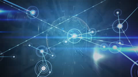 Abstract Digital Network Connections Overlaying Earth