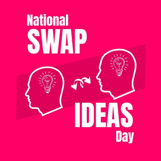 Bright vector graphic ideal for promoting National Swap Ideas Day, encouraging creativity and brainstorming in corporate settings, educational environments, social media campaigns, and newsletters. Highlighting the concept of idea exchange and innovation.