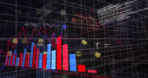 Financial Data Processing with Bar Charts and Line Graphs - Download Free Stock Images Pikwizard.com