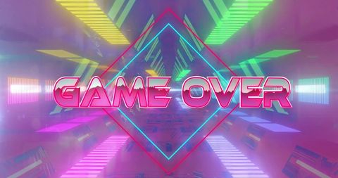 Futuristic Game Over in Neon Environments