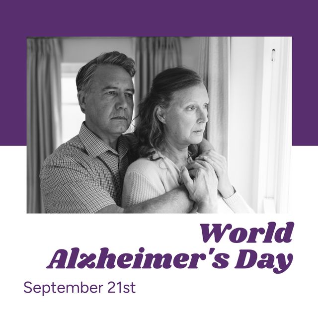 Concerned Senior Couple Highlighting World Alzheimer's Day Message - Download Free Stock Templates Pikwizard.com