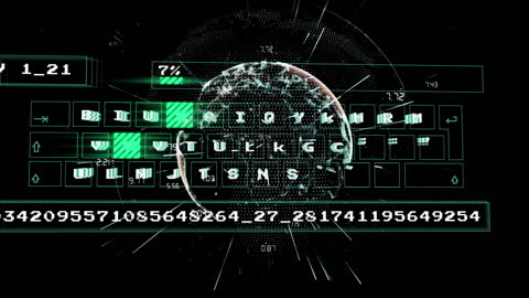 Globe with Data Processing Animation in Futuristic Theme