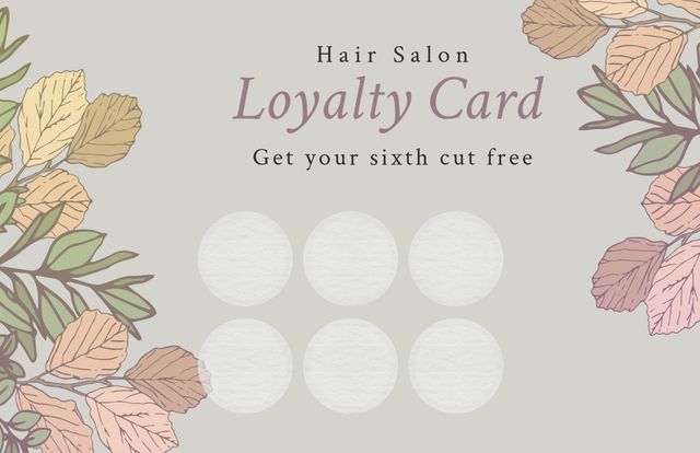 Perfect for hair salons looking to boost customer retention and engagement. This elegant loyalty card features a beautiful floral design with an offer to get the sixth haircut for free. Great for encouraging repeat visits and fostering client loyalty. Can be used as part of a promotional campaign or added to a membership perks program.