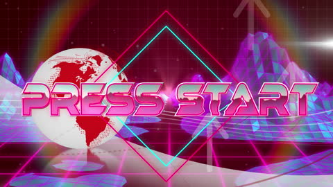 Retro Futuristic Video Game Start Screen