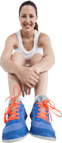Caucasian Woman Relaxing in Sports Outfit on Transparent Background