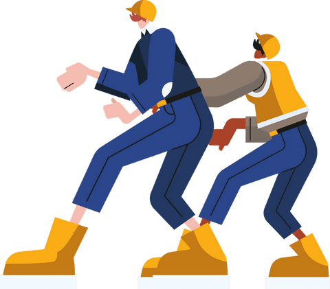 Trendy flat design construction workers on transparent