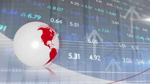 Digital Globe with Financial Data and Arrows