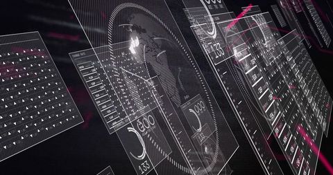 Futuristic Holographic Data Visual Combines Map and Interface