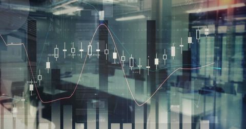 Digital graphs in modern office for business progress concept