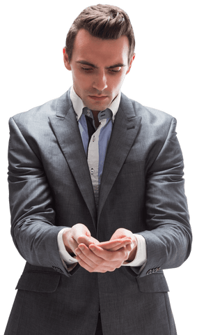 businessman in suit with open hands on transparent background - Download Free Stock Videos Pikwizard.com
