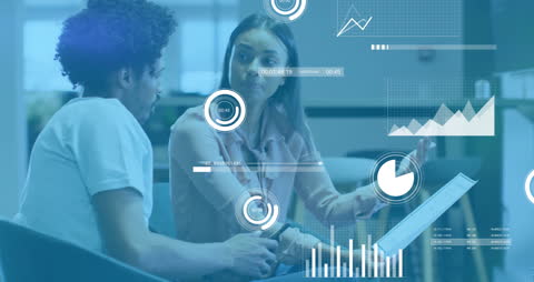 Diverse Colleagues Analyzing Data with Digitized Graphs