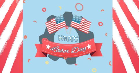 Happy labor day celebration with american flags