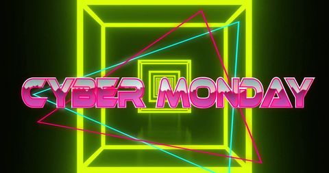 Cyber Monday Neon Digital Shopping Promotion Background