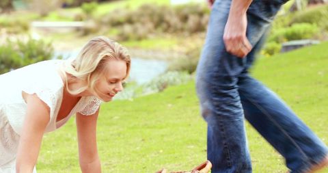 Caucasian woman enjoying outdoor park on sunny day