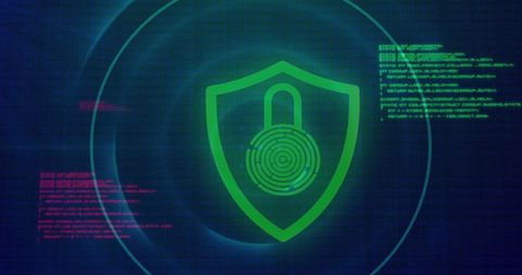 futuristic digital shield with padlock symbol on blue background - Download Free Stock Images Pikwizard.com
