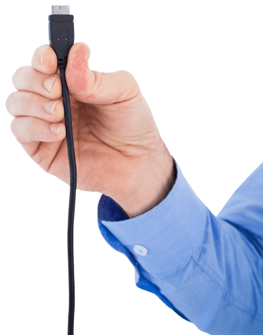 man holding black cable against transparent background - Download Free Stock Videos Pikwizard.com