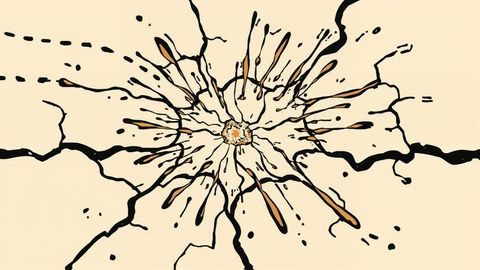 Abstract radiating splash on beige backdrop