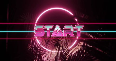 Neon Start Text Overlay on Vibrant Pattern Background - Download Free Stock Images Pikwizard.com