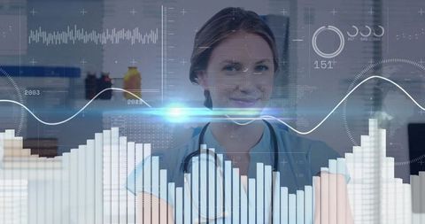 Female Doctor Analyzing Medical Data in Laboratory