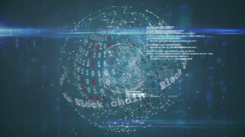 Digital Data Algorithms on Futuristic Globe with Cityscape Overlay