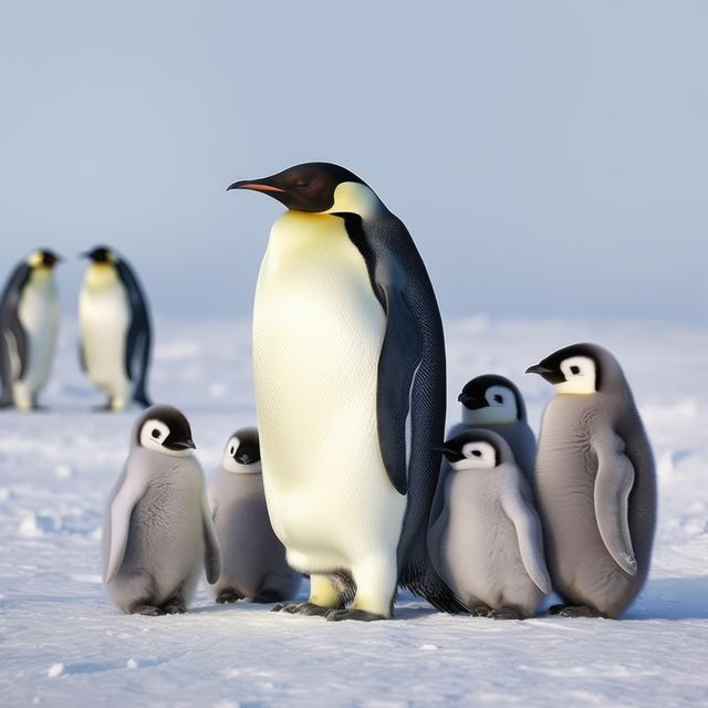 Close up of emperor penguin standing with chicks in snow, created using generative ai technology - Download Free Stock Photos Pikwizard.com