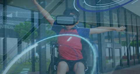 Boy in Wheelchair Experiencing VR Technology at School