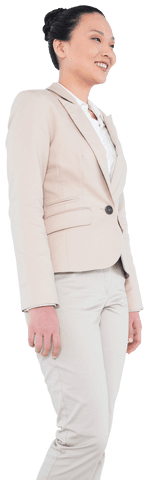 Asian Businesswoman Smiling on Transparent Background