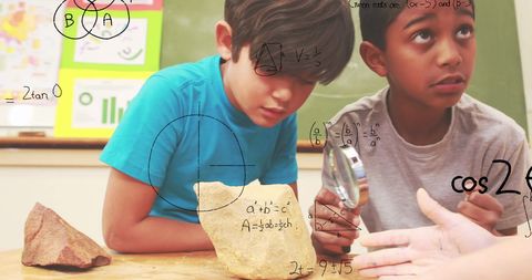 Diverse Students Exploring Math with Magnifier in Classroom - Download Free Stock Images Pikwizard.com