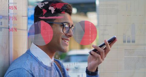 Businessman analysing financial data on smartphone