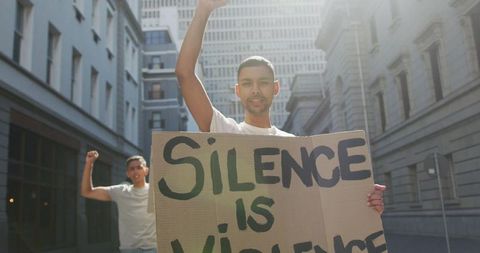 Protesters advocating equality street demonstration