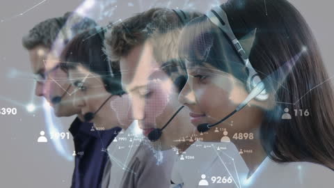 Customer Support Team with Global Networking Illustration