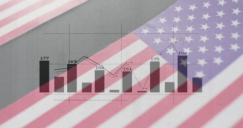 Growth and Data Analysis with American Flag Background