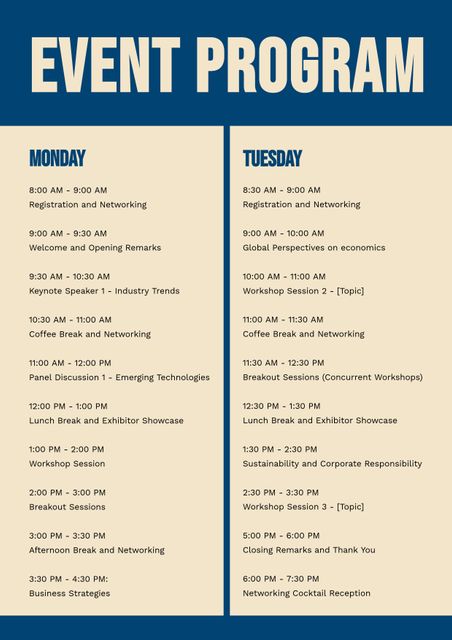 Two-Day Event Program Schedule with Keynote and Breakout Sessions - Download Free Stock Videos Pikwizard.com