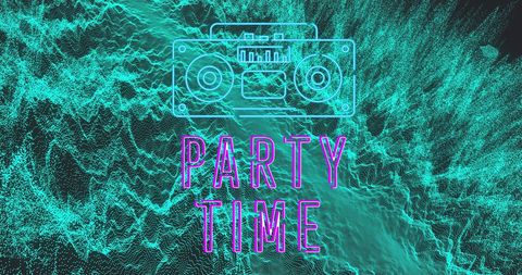 Vibrant Party Time Neon Waves Background