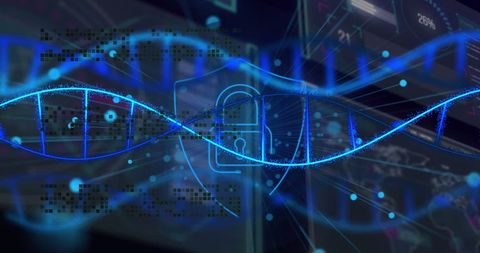 Digital DNA Helix with Data Security Padlock Concept - Download Free Stock Images Pikwizard.com