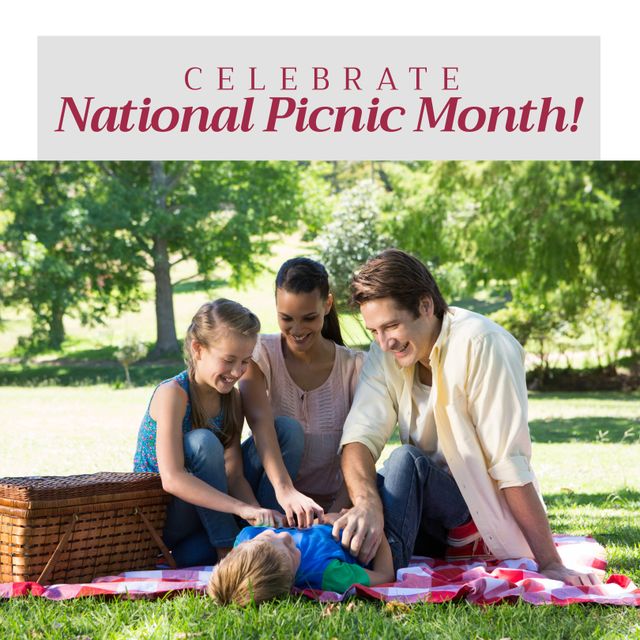 Family Enjoying Picnic during National Picnic Month in Park - Download Free Stock Templates Pikwizard.com