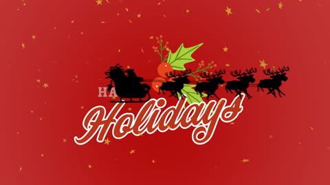 Festive Holiday Animation with Santa and Reindeer Silhouettes