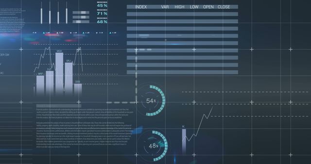 Digital composite of various financial charts 4k