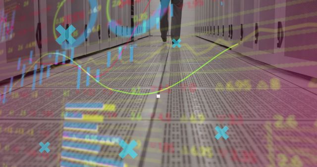 Data Visualization in Server Room with Graphs and Analytics Overlay - Download Free Stock Images Pikwizard.com