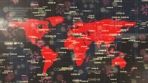 Global Impact of COVID-19 Overlay on World Map