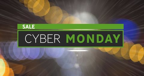 Cyber Monday Sale Announcement Over Abstract Light Bokeh Background