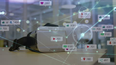 Virtual Reality Headset with Social Media Interaction Concept