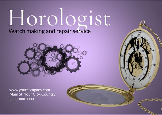 Horologist Service Advertisement with Pocket Watch Concept - Download Free Stock Templates Pikwizard.com