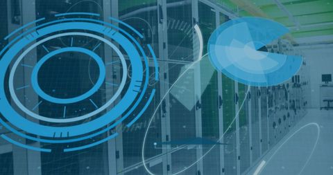 5G Technology Overlay with Data Analytics in Server Room - Download Free Stock Images Pikwizard.com