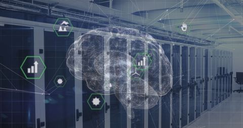 Virtual Brain and Data Analytics in Digital Server Room - Download Free Stock Images Pikwizard.com