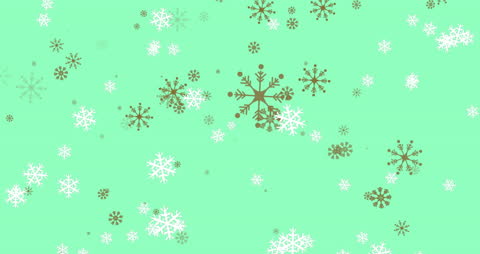 Falling Snowflakes Animation on Green Background for Festive Themes