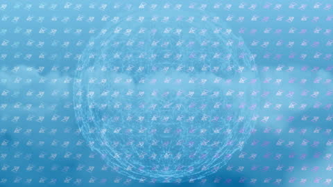 Globe of Network Connections and Email Symbols in Sky