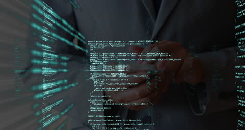 Digital Code Overlay on Business Professional Background